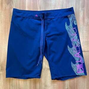 Billabong Navy Blue Pink Flame Surfer Board Shorts